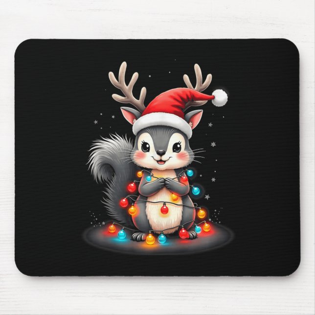 Squirrel Christmas 2024 With Lights &amp; Holiday  Mouse Pad (Front)