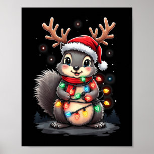 Squirrel Christmas 2024 With Lights & Holiday Poster