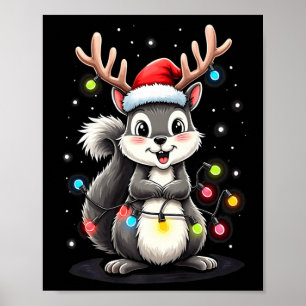 Squirrel Christmas 2024 With Lights & Holiday Poster