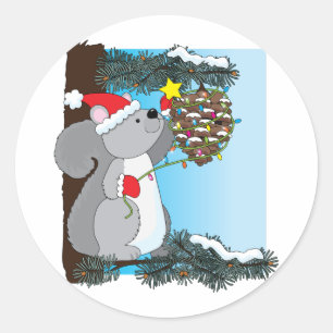 Squirrel Christmas Classic Round Sticker