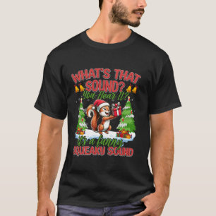 Squirrel Christmas Funny Santa Hat Tree Snowflakes T-Shirt