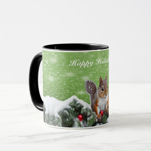 Squirrel Christmas Holidays Mug (Front Left)