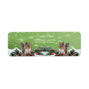 Squirrel Christmas Holidays Return Address Label