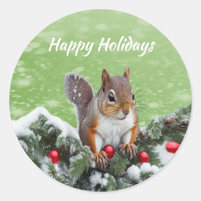 Squirrel Christmas Holidays Sticker (Front)