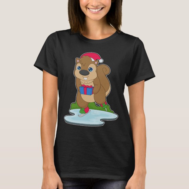 Squirrel Christmas Ice skating T-Shirt (Front)