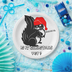 squirrel christmas, is it christmas yet? paper plate