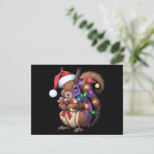 Squirrel Christmas Lights Xmas Party Family Holiday Postcard