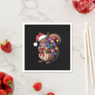 Squirrel Christmas Lights Xmas Party Family Napkin