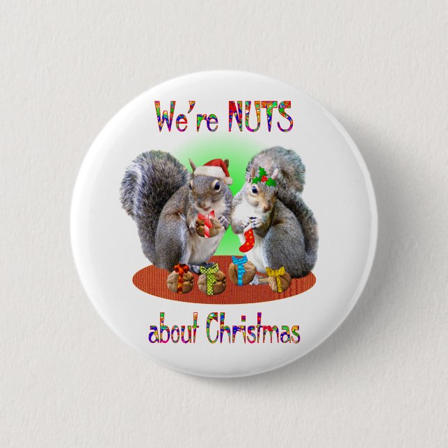 Squirrel Christmas Nuts 6 Cm Round Badge (Front)