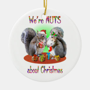 Squirrel Christmas Nuts Ceramic Tree Decoration