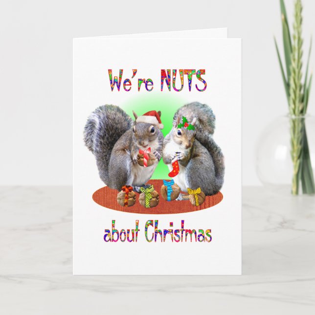 Squirrel Christmas Nuts Holiday Card (Front)