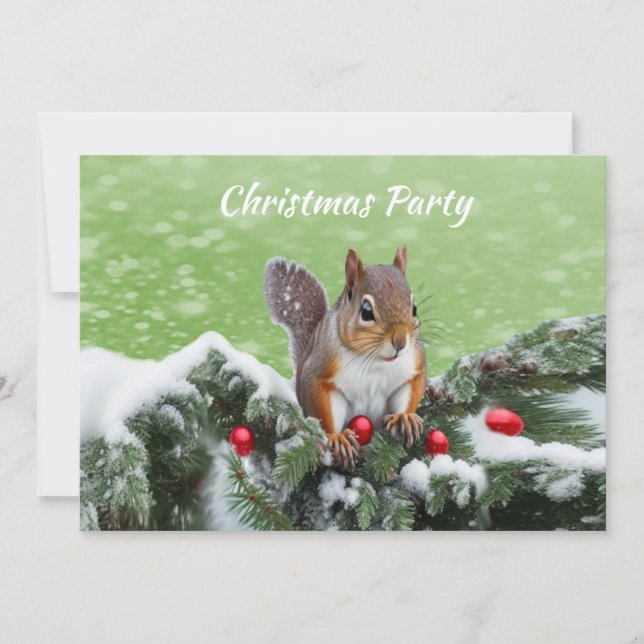 Squirrel Christmas Party Holiday Invitation (Front)