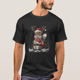 Squirrel Christmas Santa Hat Pajama Funny Squirrel T-Shirt