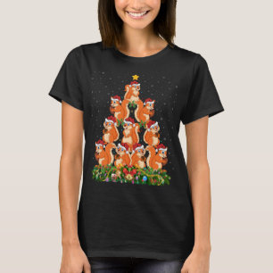 Squirrel Christmas Tree Gift Santa Hat Squirrel Ch T-Shirt