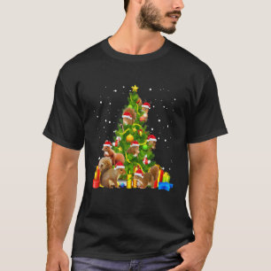 Squirrel Christmas Tree Gift X-mas Santa Hat T-Shirt