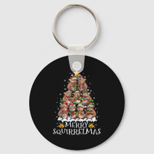 Squirrel Christmas Tree Lights Merry Squirrelmas S Key Ring