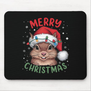 Squirrel Christmas Tree Lights Xmas Sweater Men Wo Mouse Pad
