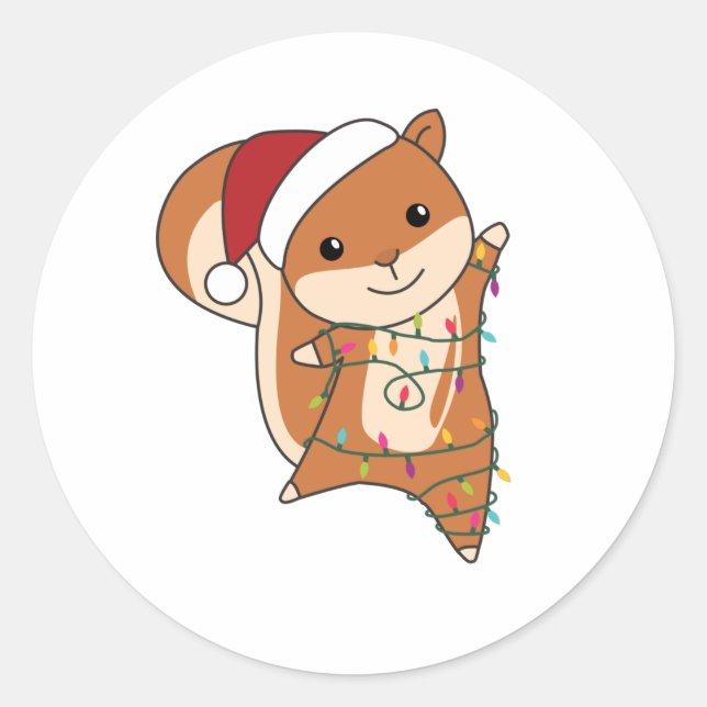 Squirrel Christmas Winter Animals Classic Round Sticker (Front)