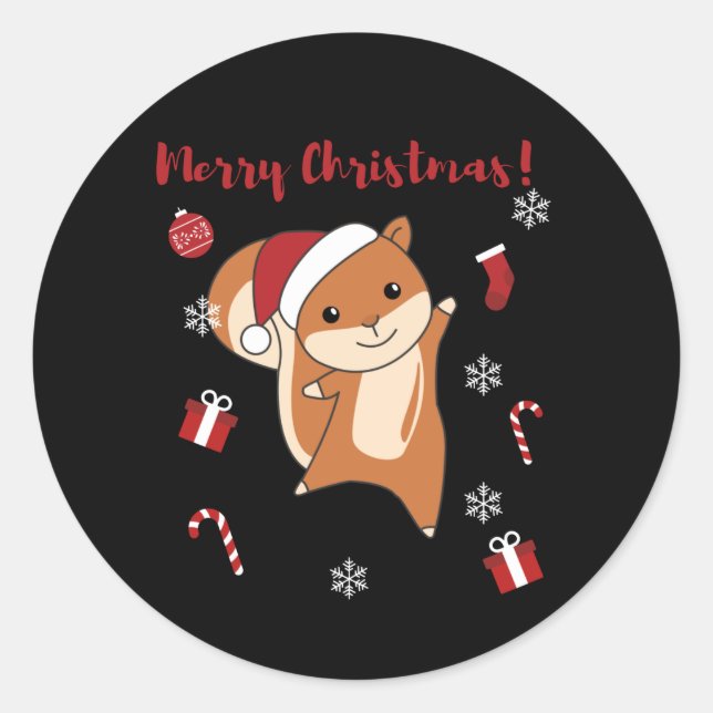 Squirrel Christmas Winter Animals Classic Round Sticker (Front)