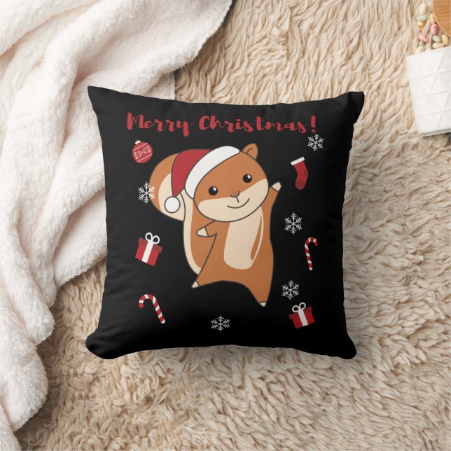 Squirrel Christmas Winter Animals Cushion (Blanket)