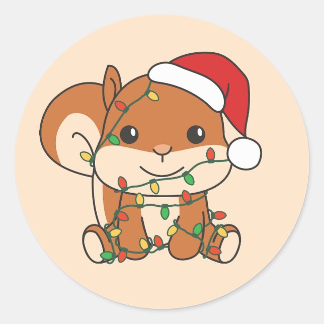 Squirrel Christmas Winter Animals Holiday Squirrel Classic Round Sticker (Front)