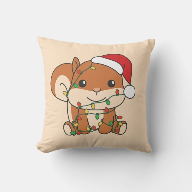 Squirrel Christmas Winter Animals Holiday Squirrel Cushion (Front)