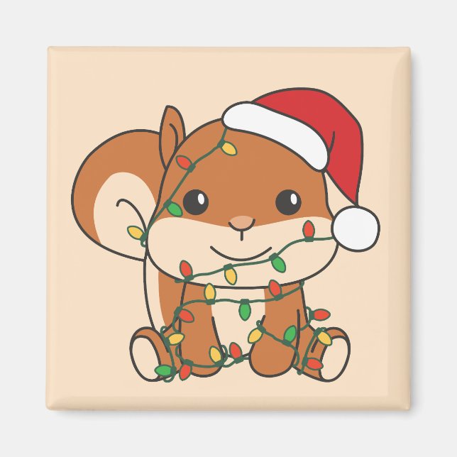 Squirrel Christmas Winter Animals Holiday Squirrel Magnet (Front)