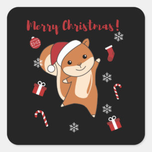 Squirrel Christmas Winter Animals Square Sticker