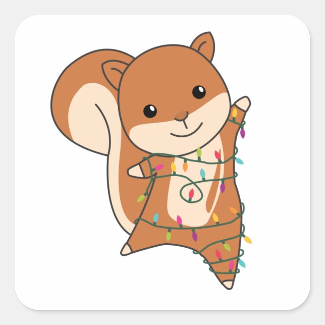 Squirrel Christmas Winter Animals Square Sticker (Front)