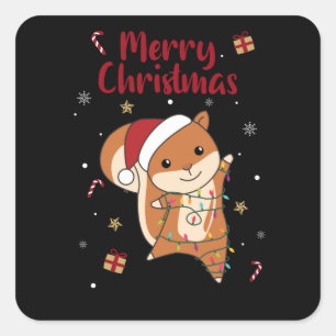 Squirrel Christmas Winter Animals Square Sticker