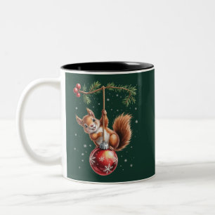 Squirrel Christmas Winter Snowflake Winter Holiday Two-Tone Coffee Mug