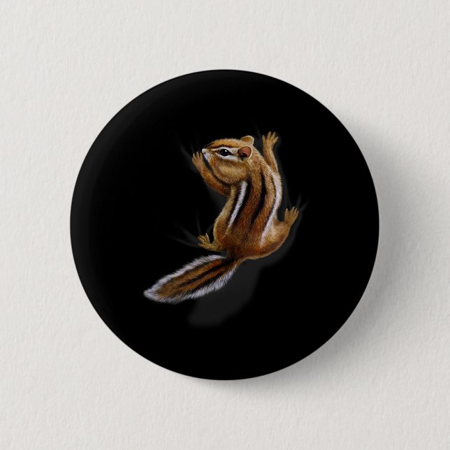 Squirrel Climbing Up, Playful Chipmunk  6 Cm Round Badge (Front)