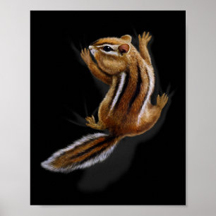 Squirrel Climbing Up, Playful Chipmunk Poster