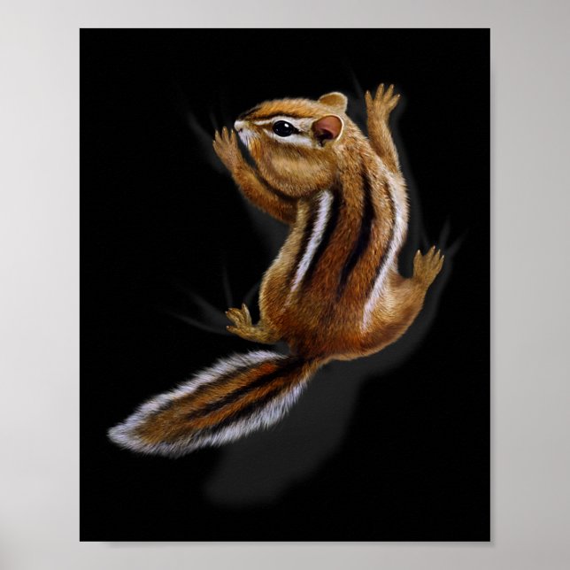 Squirrel Climbing Up, Playful Chipmunk  Poster (Front)