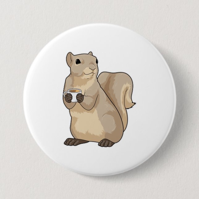 Squirrel Coffee Cup 7.5 Cm Round Badge (Front)