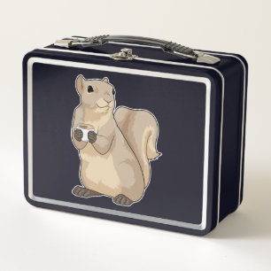 Squirrel Coffee Cup Metal Lunch Box