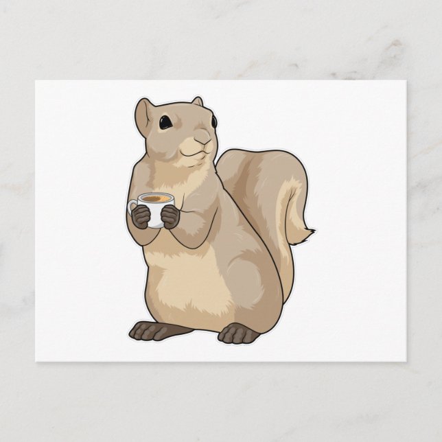 Squirrel Coffee Cup Postcard (Front)
