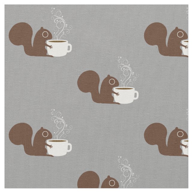 Squirrel Coffee Lover Fabric (Close Up)