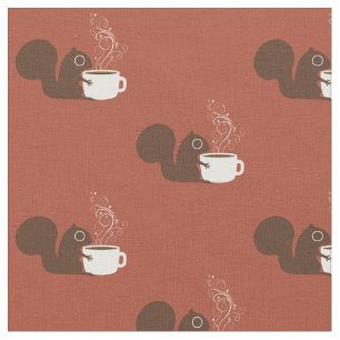 Squirrel Coffee Lover Fun Animal Lover's Fabric