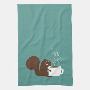 Squirrel Coffee Lover   Fun Animal Lover's Tea Towel