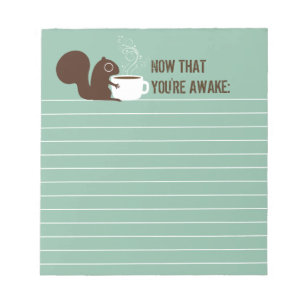 Squirrel Coffee Lover with Customisable Text Notepad