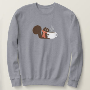 Squirrel Coffee Lover with Striped Scarf Sweatshirt