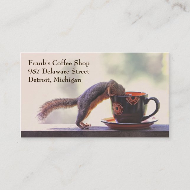 Squirrel Coffee Shop or Cafe Business Cards (Front)