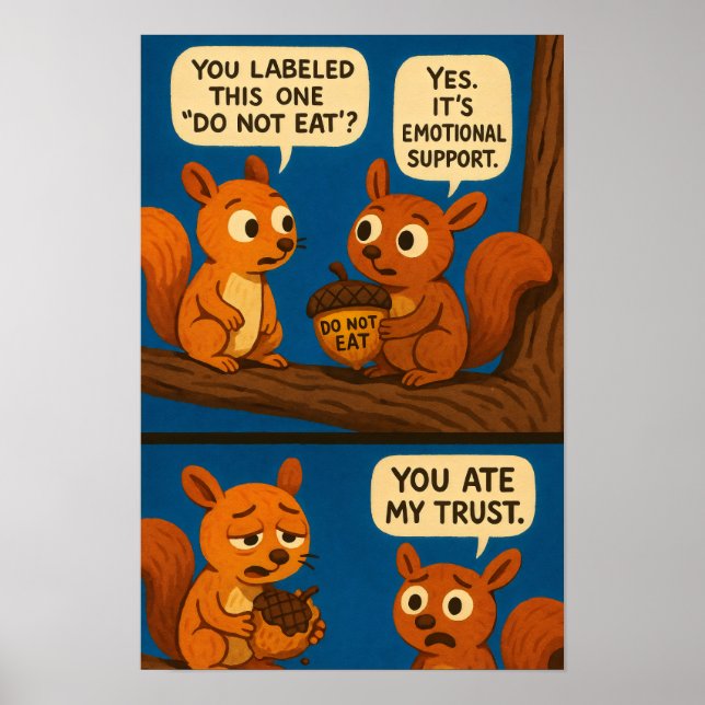 Squirrel Comic - Emotional Support Acorn Joke Poster (Front)