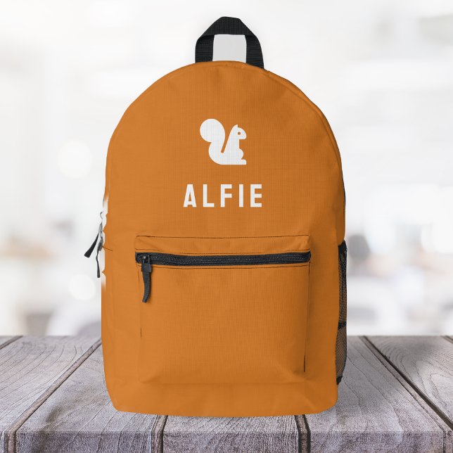 Squirrel Cute Modern Minimalist Orange Printed Backpack (Creator Uploaded)