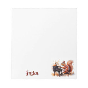 Squirrel Cute Woodland Animal at the Piano Notepad