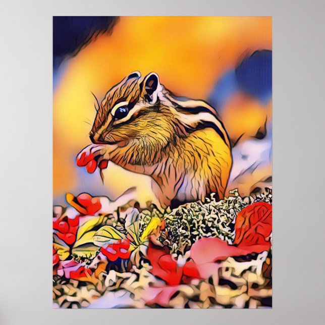 Squirrel Digital Art Painting Poster (Front)