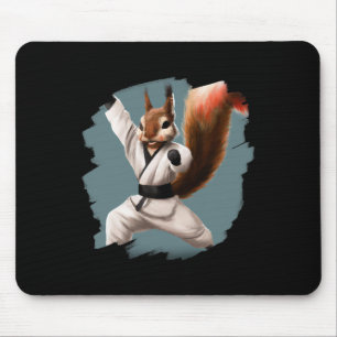 Squirrel Doing Karate Kick Black Belt Martial Arts Mouse Pad