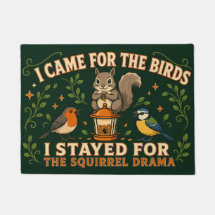 Squirrel Drama Funny Birdwatching Doormat