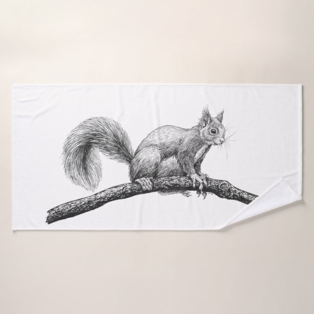 Squirrel drawing bath towel set (Bath Towel)